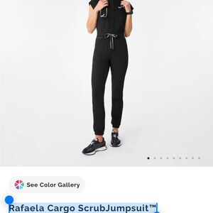 Figs Black Cargo Scrub Jumpsuit sz small